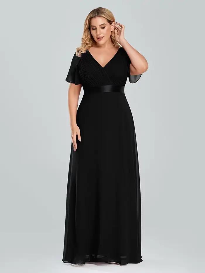 Robe de soirée longue en mousseline de soie