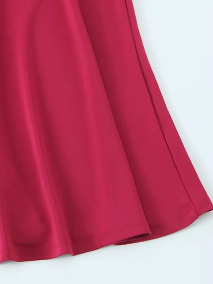 Robe longue asymétrique TRZA décontractée pour femmes occasions spéciales polyester rouge cheville