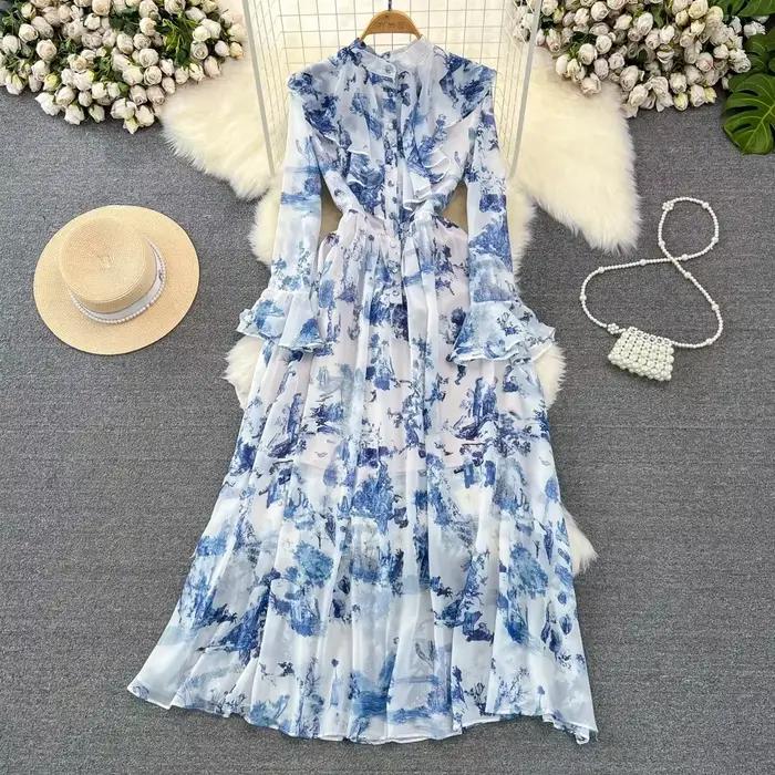 Robes longues en mousseline de soie pour femmes