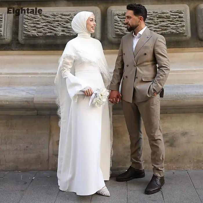 Robe de Mariée Arabe Eightale Personnalisée avec Appliques en Dentelle et Décoration en Perles pour Femmes Occasions Spéciales Cérémonies Gala