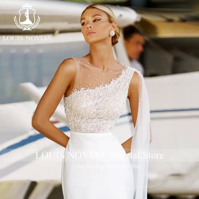 Modiis-Robes de mariée sirène en satin pour femmes