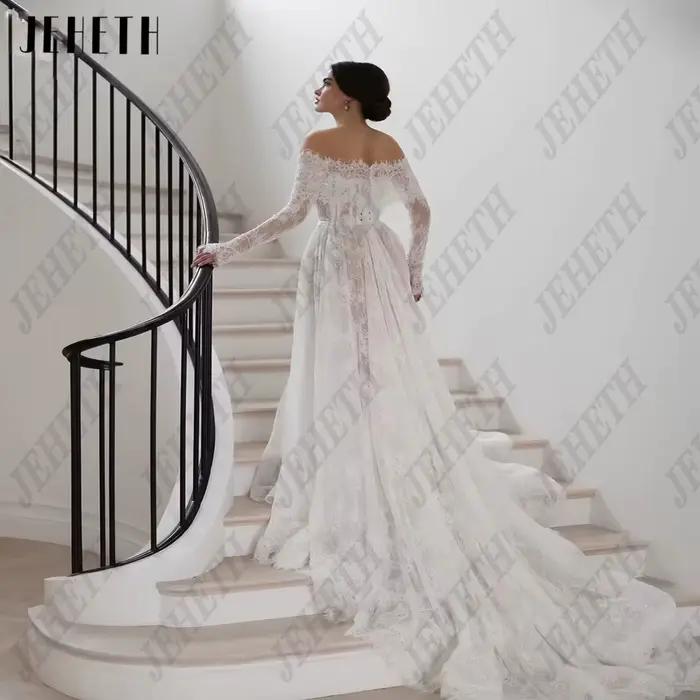 JEHETH Lvory dentelle 2025 nouvelles robes de mariée hors de l'épaule manches longues