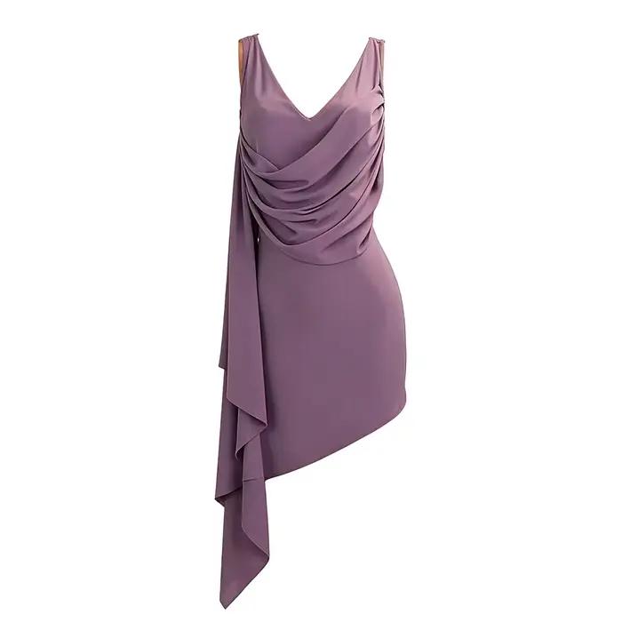 Robe de danse latine asymétrique drapée pour femme