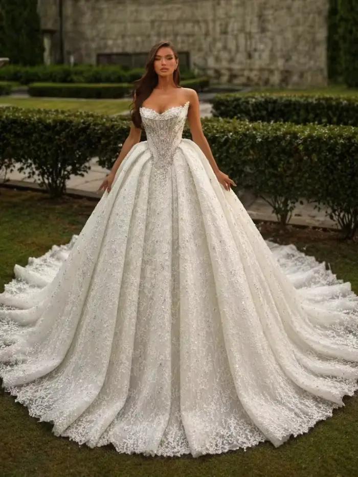 Robe de mariée vintage coupe trapèze pour femme