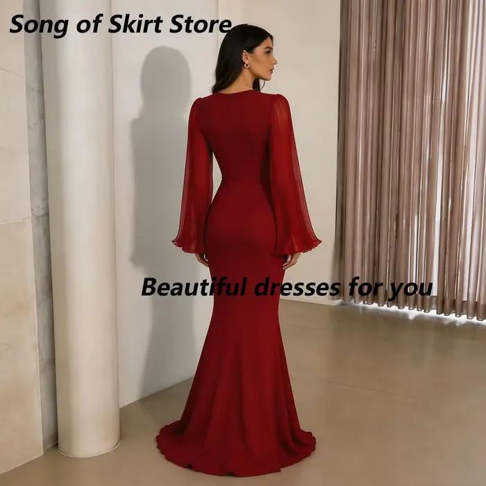 Robe de soirée sirène rouge élégante