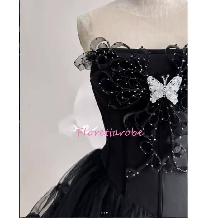 Nouvelle robe de bal courte noire sans manches