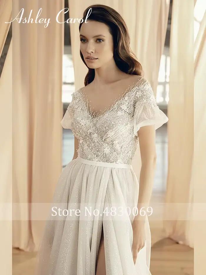 Ashley Carol-Robes de mariée à manches bouffantes