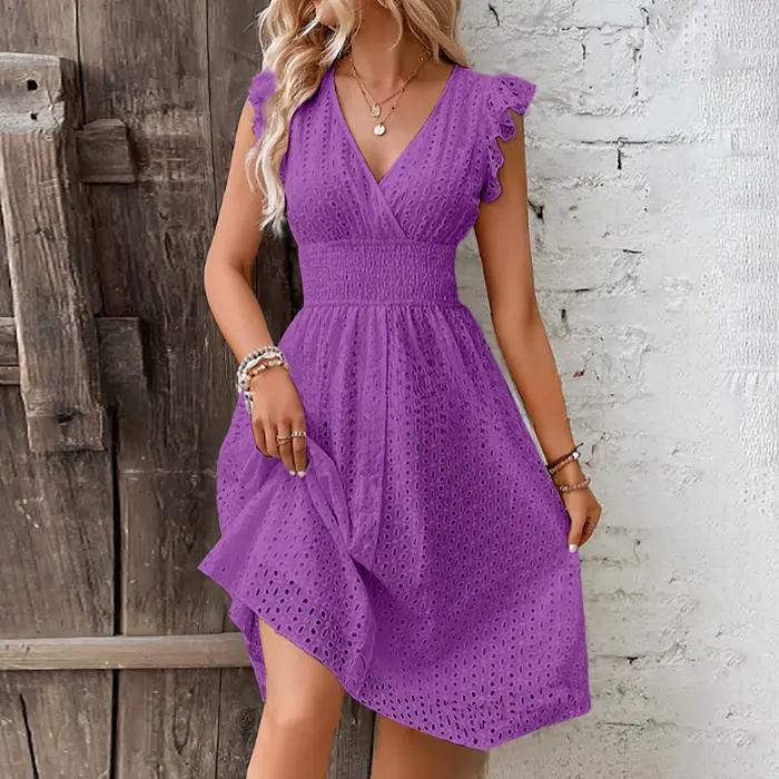 Robe courte en dentelle pour femmes