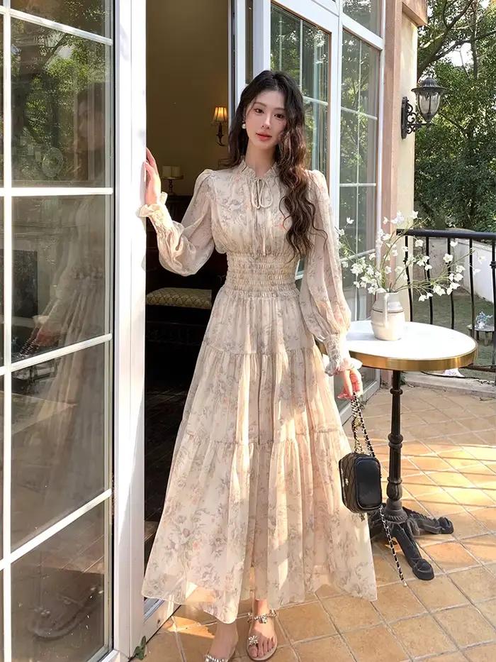Robe de fée imprimée en mousseline de soie