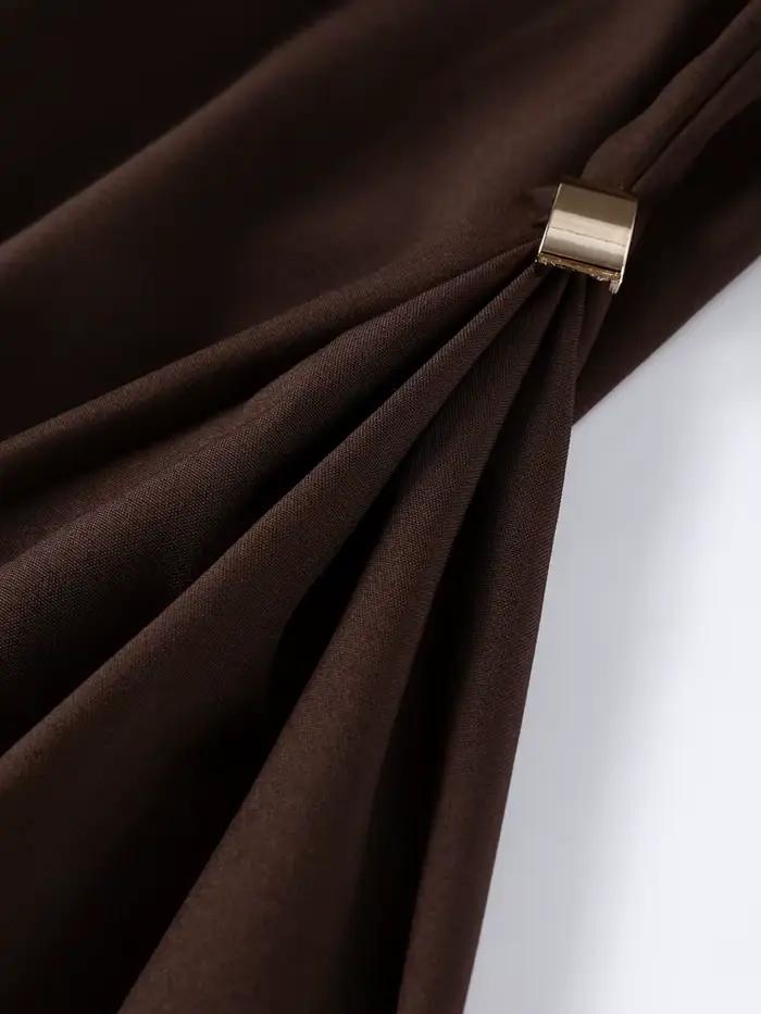 Robe Longue Élégante à Col Haut pour Femme