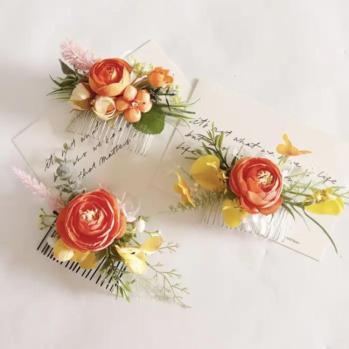 Peignes floraux artificiels pour coiffure de mariée