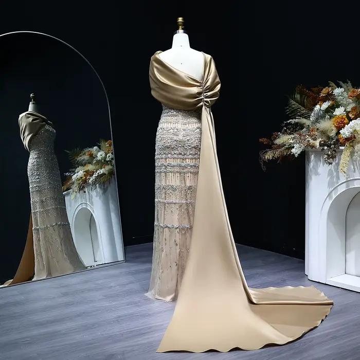 Sharon Said arabe sauge vert luxe dubaï robe de soirée avec Cape Champagne 2026 femmes robes de fête de mariage SS238B personnalisé