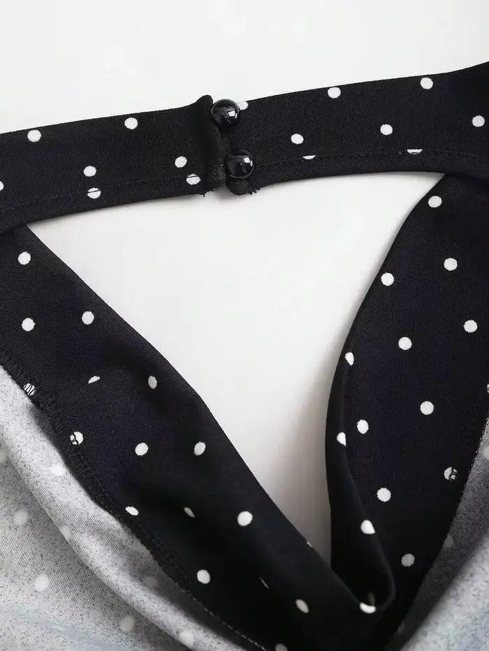 Robe moulante sexy à pois noirs et blancs pour femme