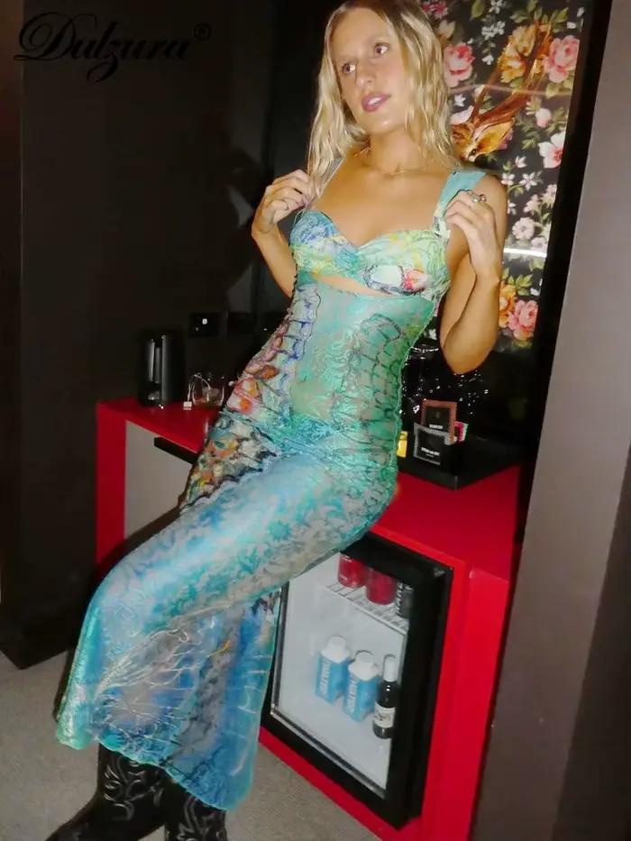 Dulzura – robe Maxi découpée en dentelle imprimée