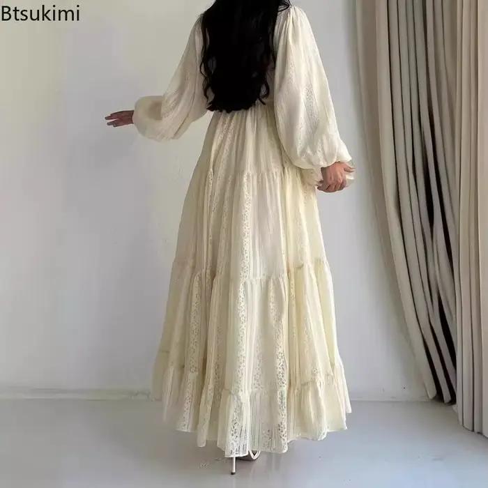 Nouvelle Robe Longue Arabe Tendance pour Femme 2026 – Robes de Soirée Printemps-Automne avec Ceintures – Kaftan