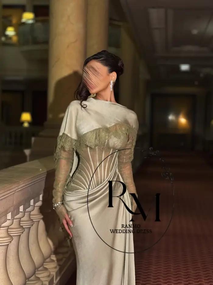 Robe de soirée élégante Ranmo vert sauge