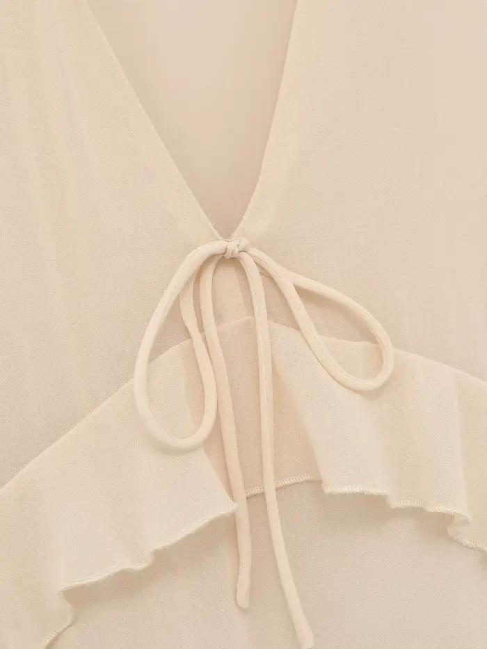 Robe midi élégante beige pour femme
