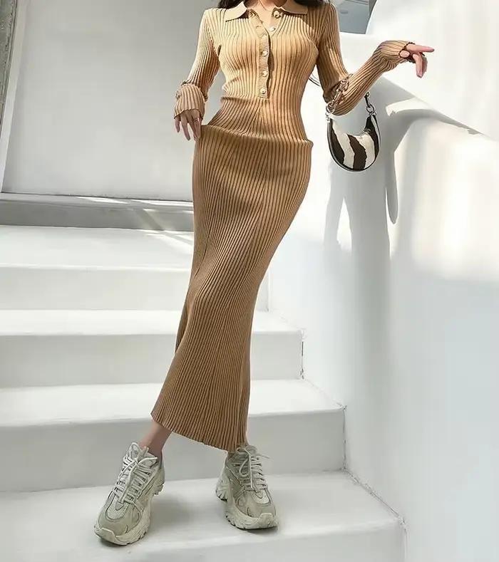 Robe tricotée pour femmes de Style impérial d'automne et d'hiver