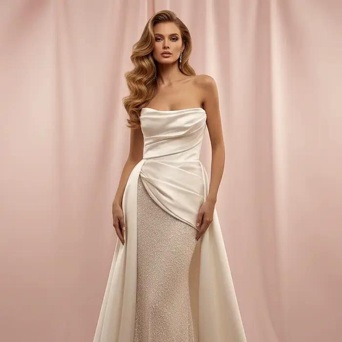 Robe de mariée sirène de luxe en perles scintillantes