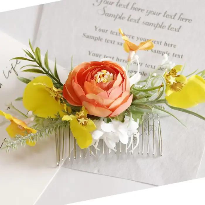 Peignes floraux artificiels pour coiffure de mariée