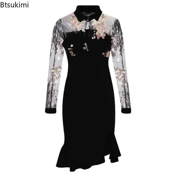 Robe à volants en polyester pour femmes, élégante et sophistiquée, idéale pour soirées et occasions spéciales