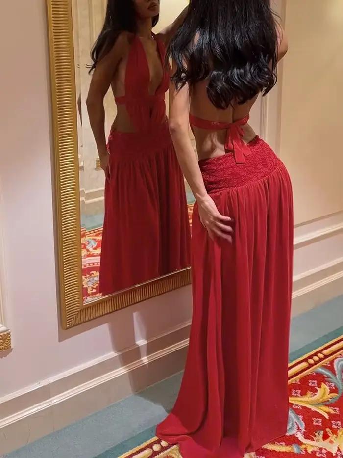 Robe longue moulante élégante froncée Kliou pour femme