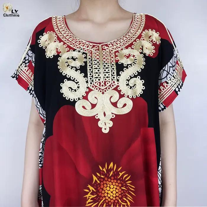 Robe à manches courtes en coton imprimé floral pour femmes