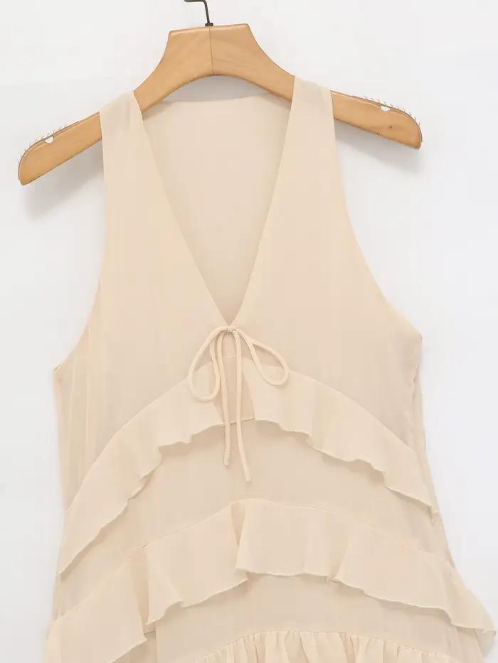 Robe midi élégante beige pour femme