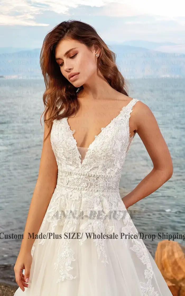 Anna charmante Robe De mariée col en v femme