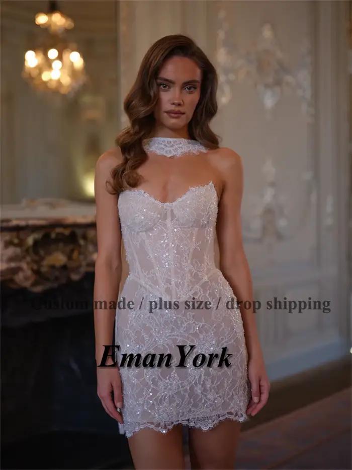 Robes de mariée modernes EmanY pour les mariages avec appliques