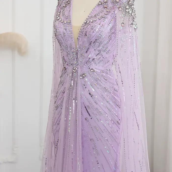 Robes de soirée de luxe Sharon Said en lilas avec cape
