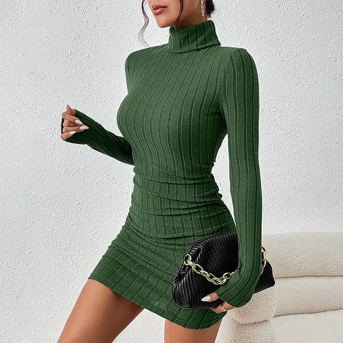Spèly-Robe à col roulé à manches longues pour femmes
