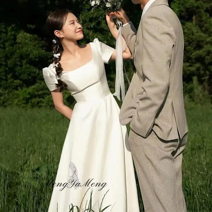 Robe de séance Photo de mariage en Satin ivoire Simple