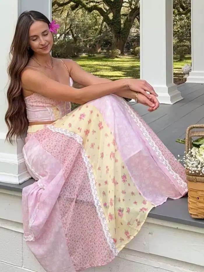 Ensemble deux pièces imprimé floral pour femme