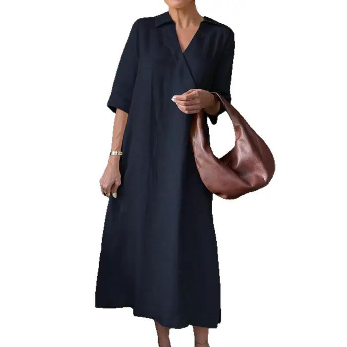 Robe longue à manches courtes pour femmes