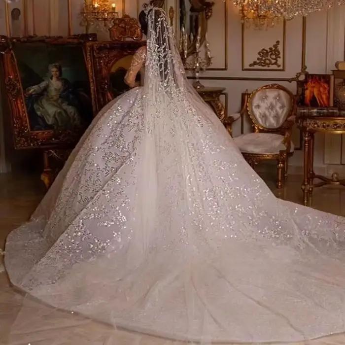 Robe De mariée De luxe à paillettes royales