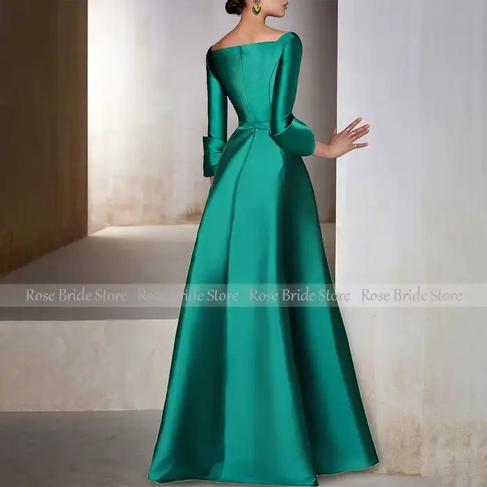 Robes formelles en Satin vert émeraude pour femmes