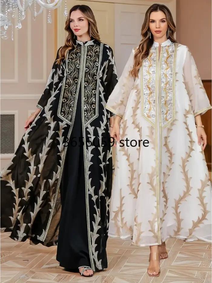 Robe de soirée Abaya dubaï Eid musulman maille broderie Jalabiya Ramadan robes maroc caftan robes larges arabes longues femmes occasions spéciales