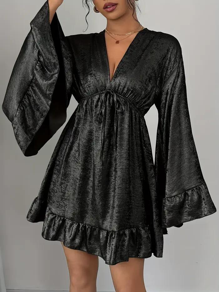 Robe mini en velours noir pour femme