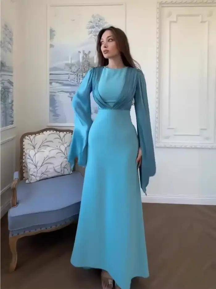 Dubaï femmes Robe de soirée Abaya solide maroc robes Largos à lacets musulman Jalabiya Ramadan
