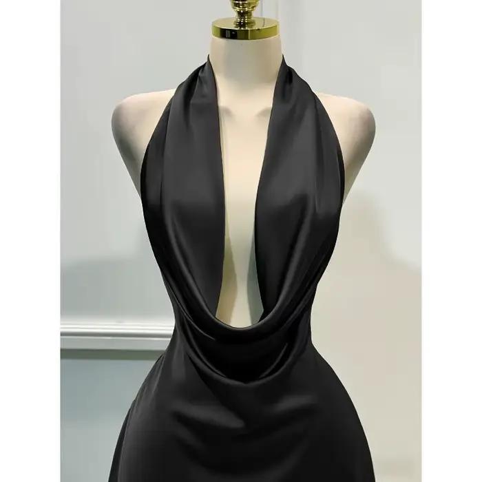 Robe en satin pour femme – Fermeture éclair au dos