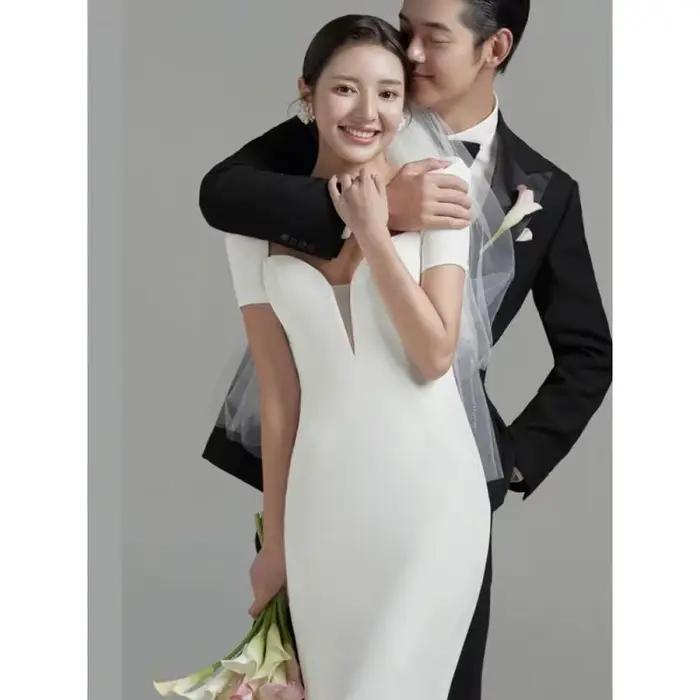 Robe de mariée légère française avec taille en Satin