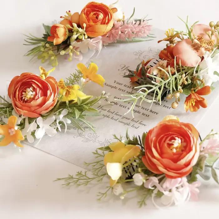 Peignes floraux artificiels pour coiffure de mariée