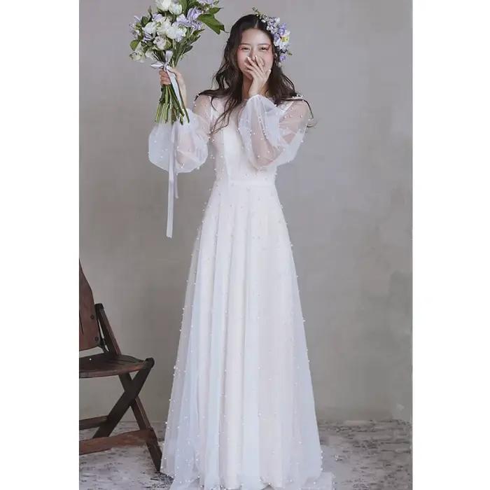 Robe de Mariée Coréenne à Manches sulf