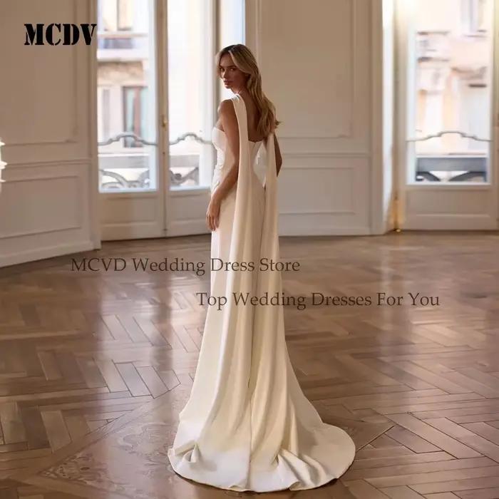 Robe de mariée sirène en satin avec traîne longue pour cérémonie civile et réceptions élégantes femmes enceintes occasions spéciales