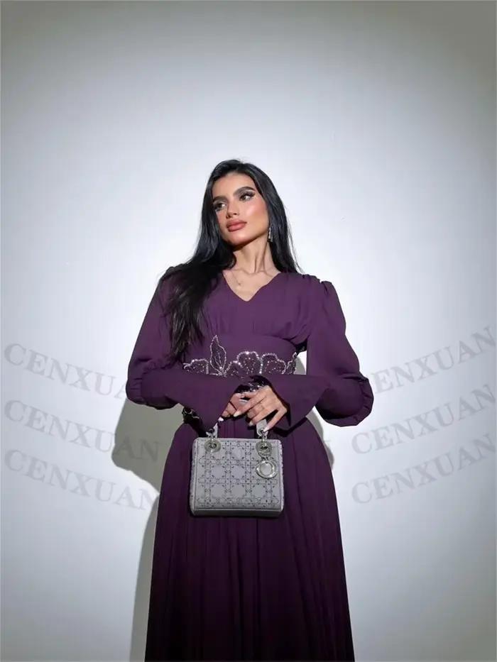 CENXUAN charmante robe De soirée trapèze avec Appliques col en v longueur De plancher Robes d'anniversaire