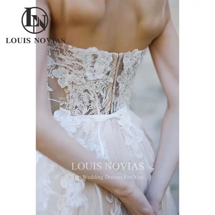 Modiis-Robe de mariée A-ligne avec appliques perlées exquises