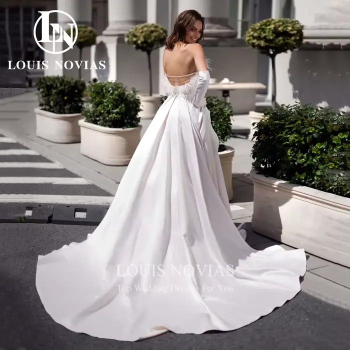 Modiis-Robe de mariée trapèze en satin dos nu pour les patients