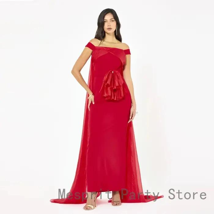 Robe de Soirée Personnalisée Drapée avec Nœud à la Taille et Cape pour Femme Occasions Spéciales Élégante et Luxeuxe Soirée Officielle Mariages Galas Célébrités