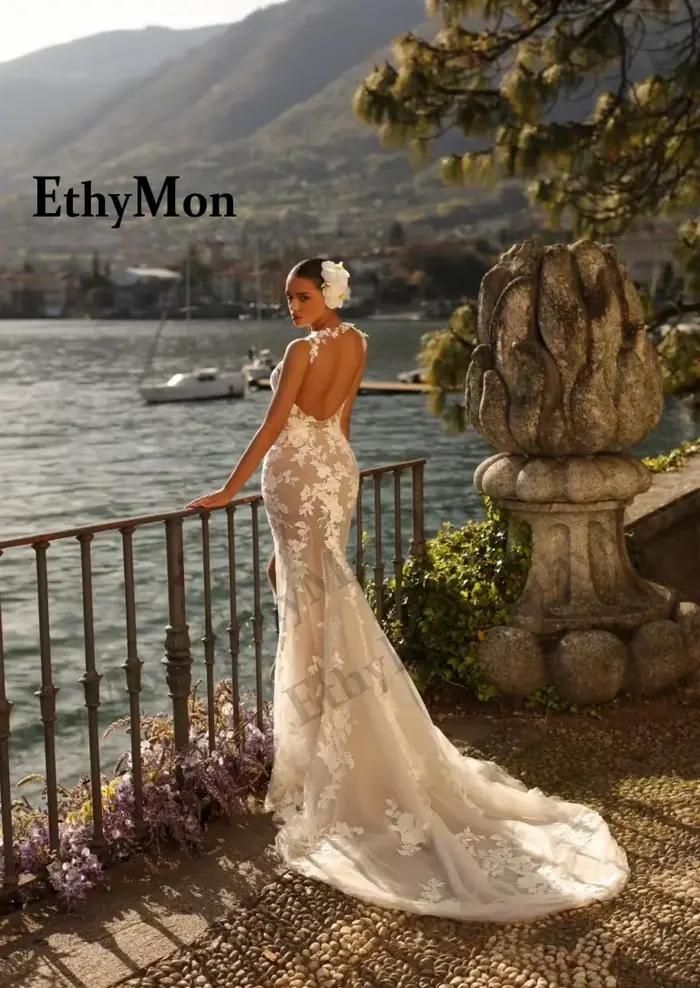 Ethymon charmante haute fente robes De mariée